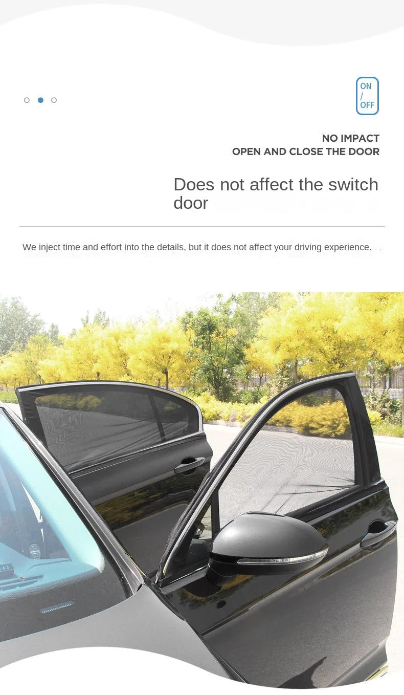 2pcs Car Rear Side Window Sunshade UV Protect Shield Mesh Prevent Mosquito Sunshine Privacy Protection Foldable Curtain