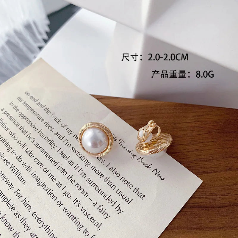 1Pair Pearl Ear Clip Earring For Women Non Piercing Clips On Earrings Stud Jewelry Fake Piercing Crystal Ear Cuffs Fashion Gifts