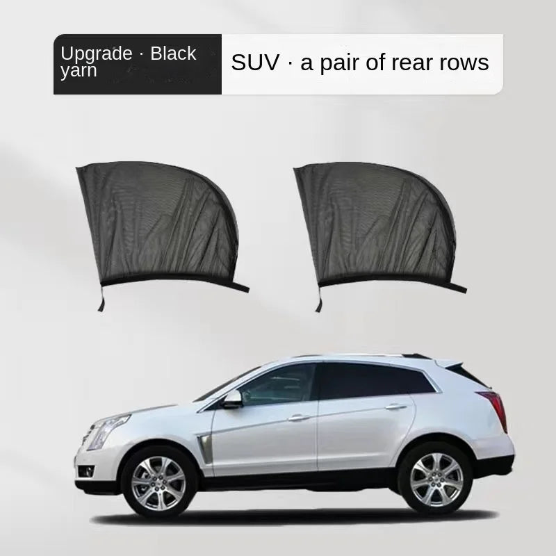 2pcs Car Rear Side Window Sunshade UV Protect Shield Mesh Prevent Mosquito Sunshine Privacy Protection Foldable Curtain