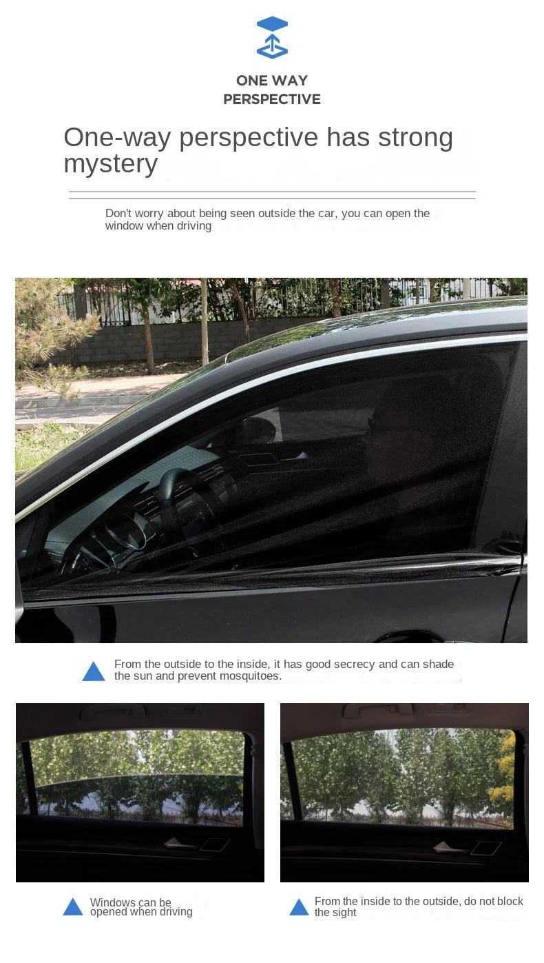 2pcs Car Rear Side Window Sunshade UV Protect Shield Mesh Prevent Mosquito Sunshine Privacy Protection Foldable Curtain