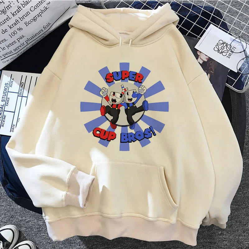 Cuphead hoodies women anime japanese anime sweat y2k tracksuit Hood women 90s Hooded Shirt