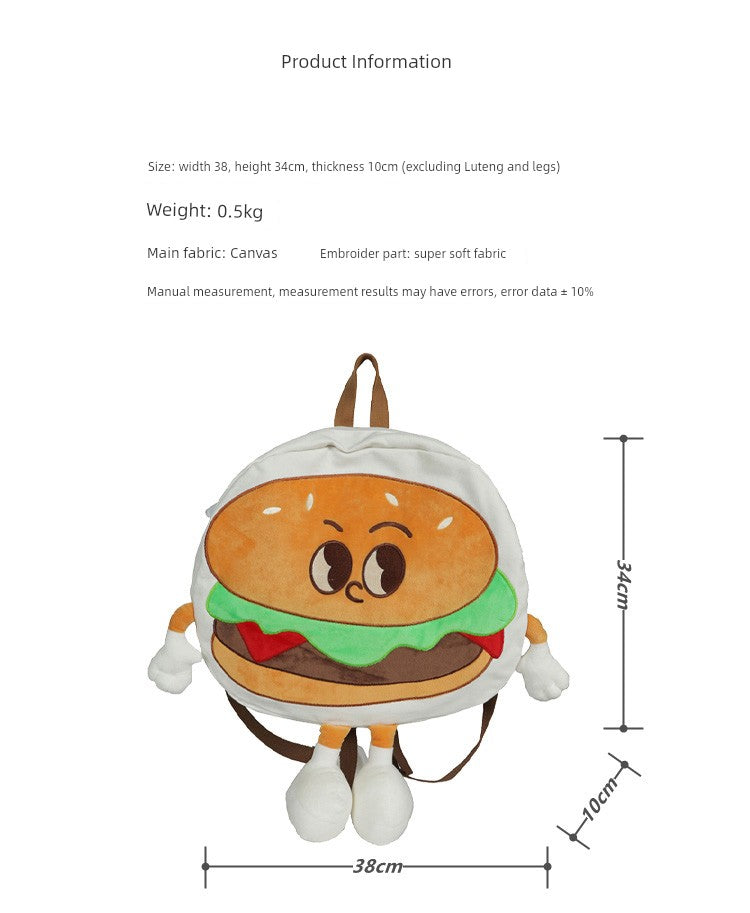 Backpack Cute Female Cartoon Canvas Class Hamburger