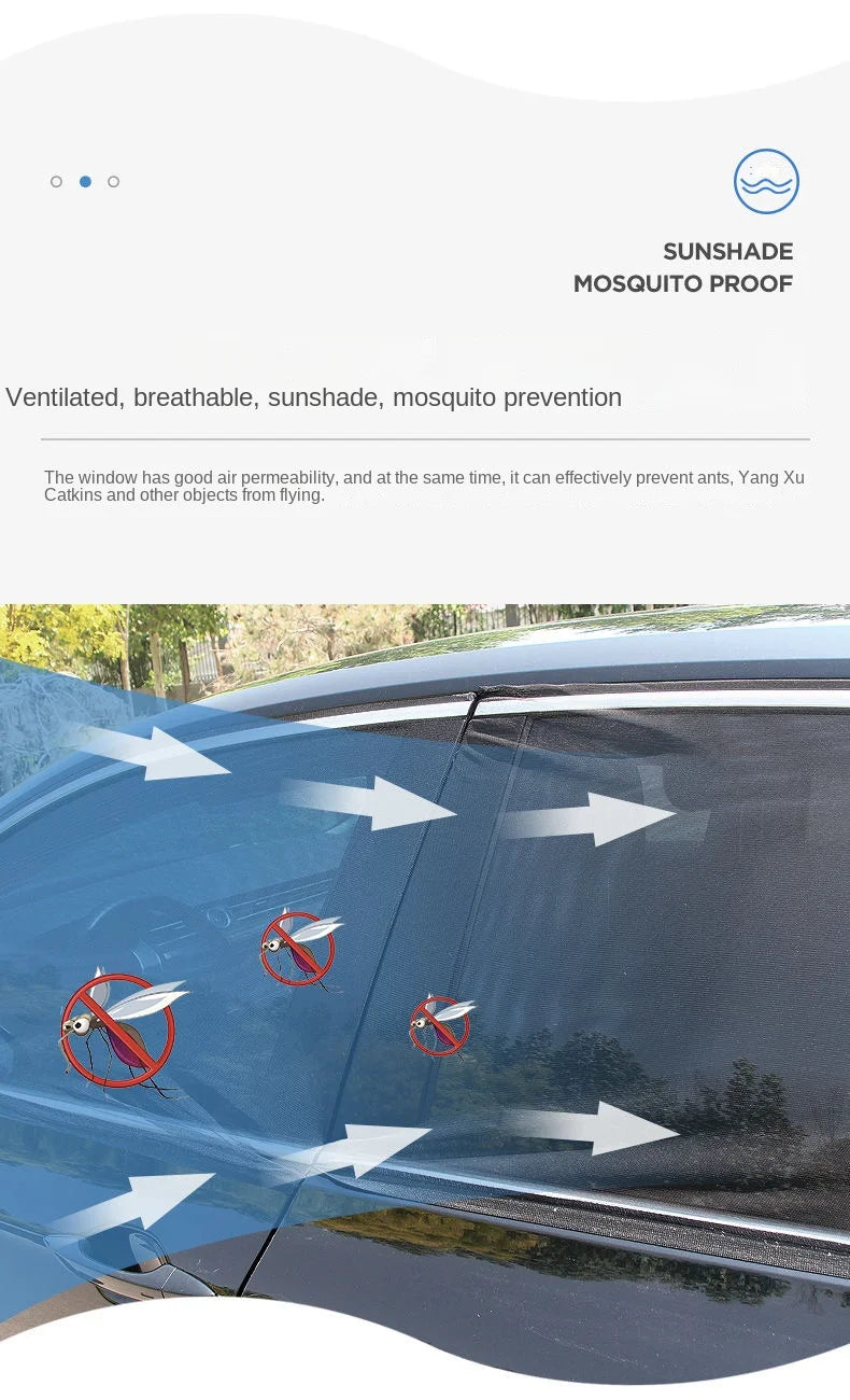 2pcs Car Rear Side Window Sunshade UV Protect Shield Mesh Prevent Mosquito Sunshine Privacy Protection Foldable Curtain