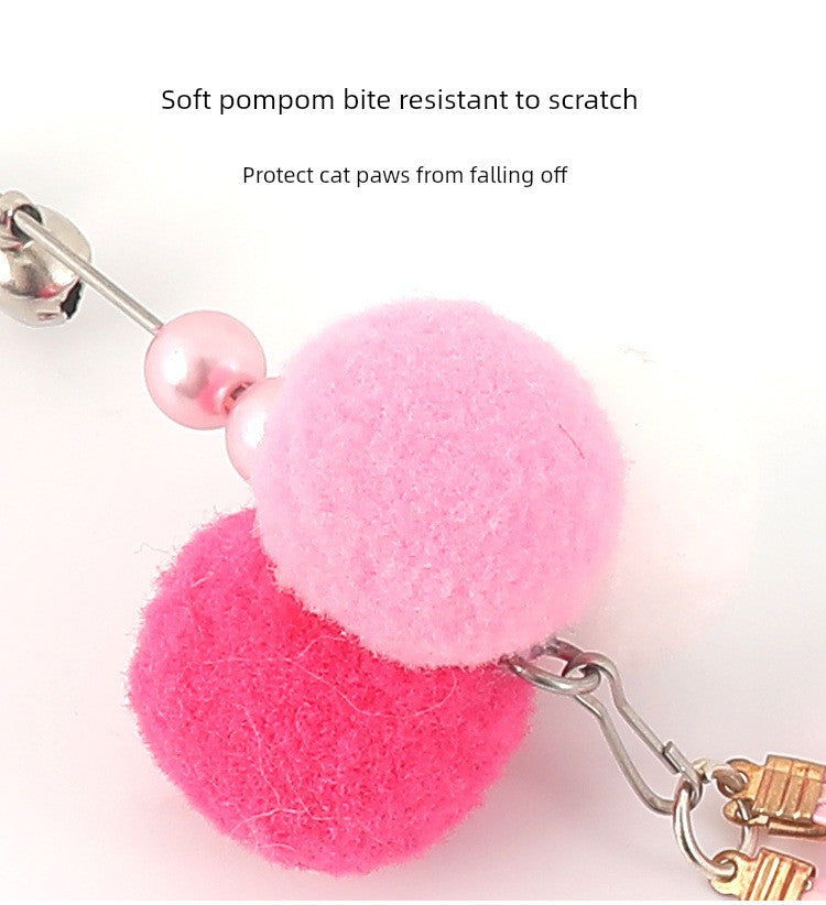 Cross-Border Hot Sale Internet Celebrity Pet Toy Fairy Cat Teaser Feather Fur Ball Cat Toy Interactive Bell Cat Toy