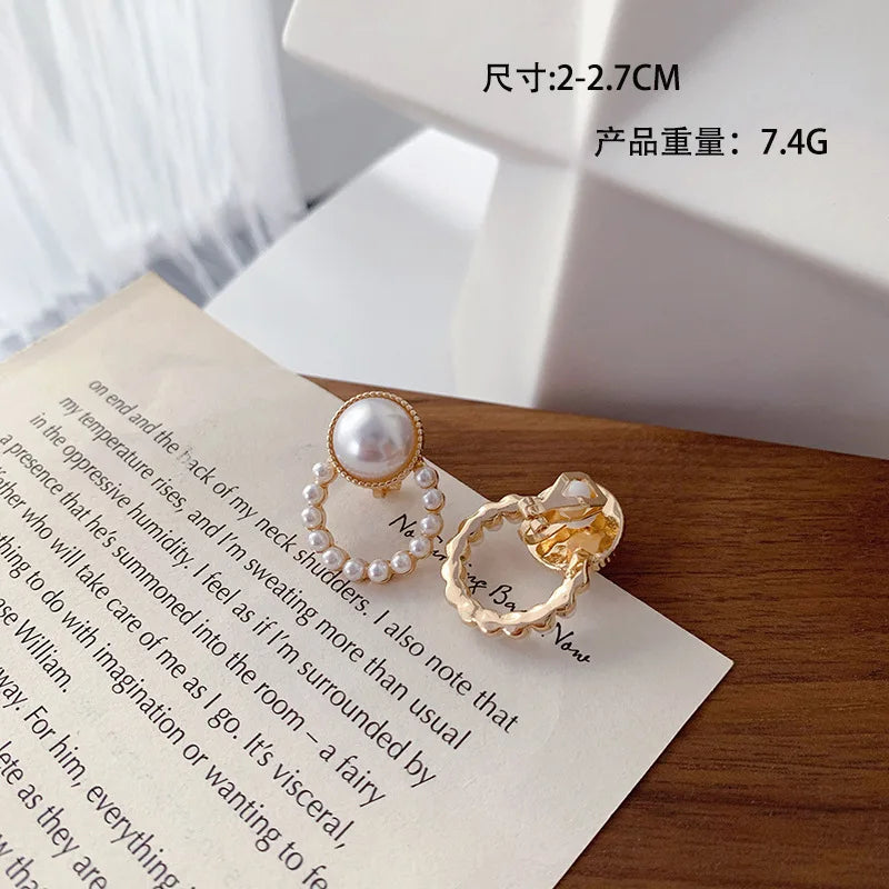 1Pair Pearl Ear Clip Earring For Women Non Piercing Clips On Earrings Stud Jewelry Fake Piercing Crystal Ear Cuffs Fashion Gifts