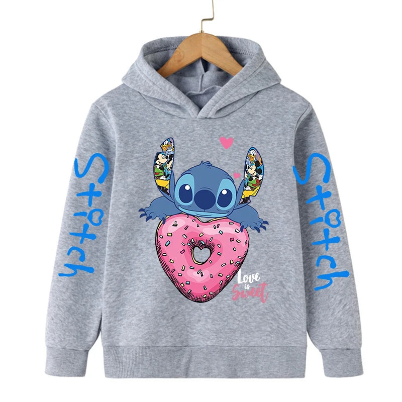 Funny Clothes Christmas Disney Stitch Hoodie Children Cartoon  Kid Girl Boy Lilo and Stitch Sweatshirt Hoody Baby Casual Top