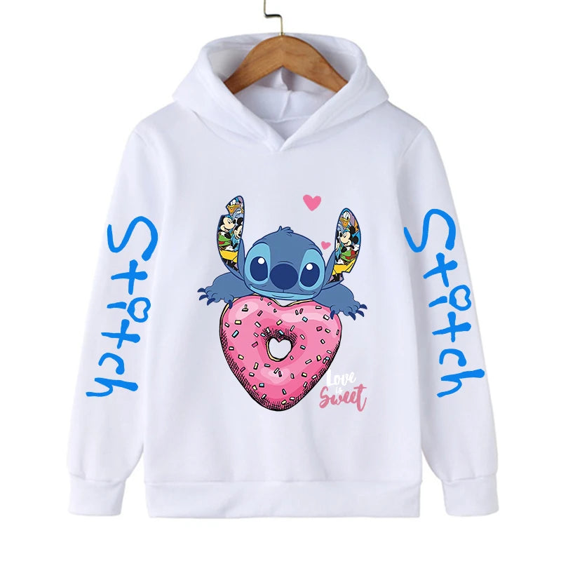 Funny Clothes Christmas Disney Stitch Hoodie Children Cartoon  Kid Girl Boy Lilo and Stitch Sweatshirt Hoody Baby Casual Top