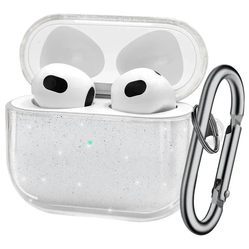 Bling Glitter Soft TPU Earphone Case for Airpods Pro 2 4 2024 Generation Air Pods 3 1 3rd Gen with Keychain Cover Accessories