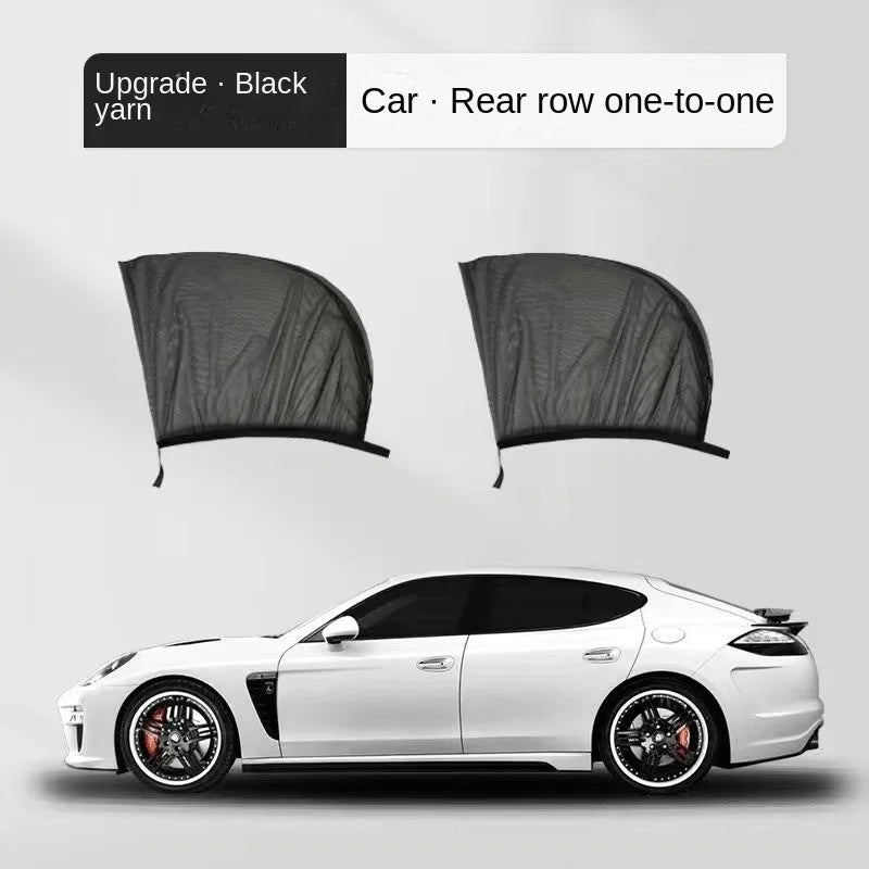 2pcs Car Rear Side Window Sunshade UV Protect Shield Mesh Prevent Mosquito Sunshine Privacy Protection Foldable Curtain