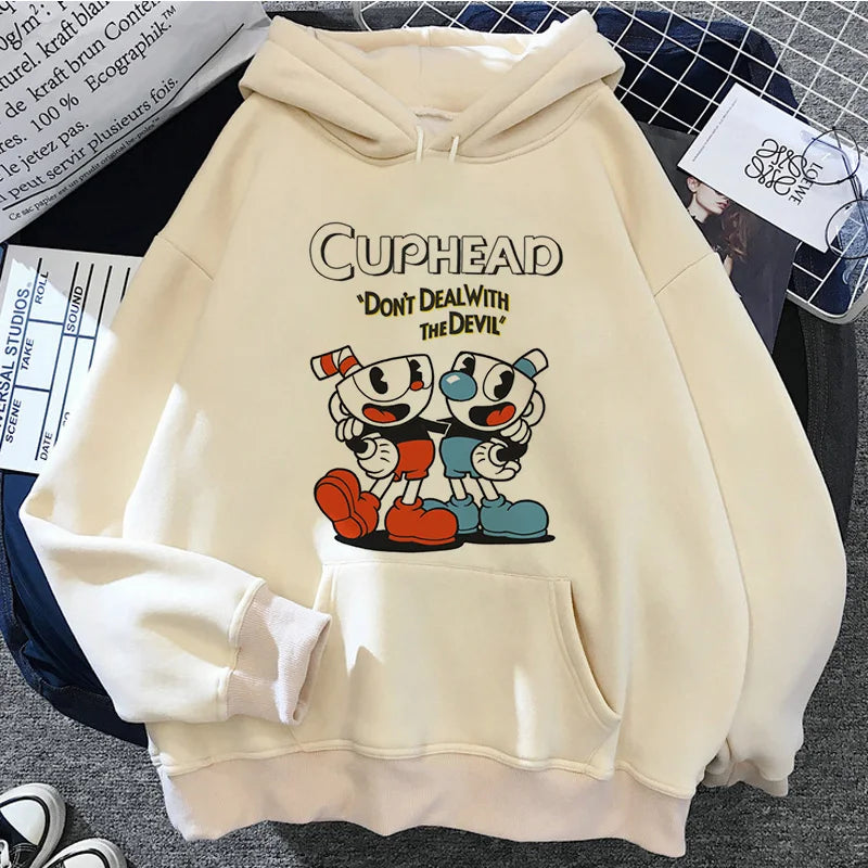 Cuphead hoodies women anime japanese anime sweat y2k tracksuit Hood women 90s Hooded Shirt