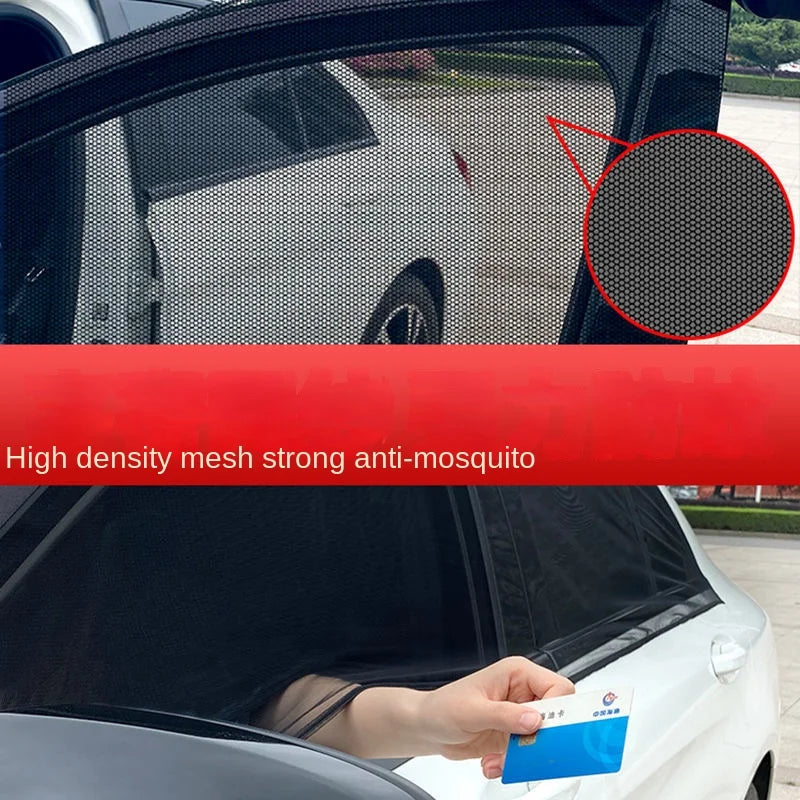 2pcs Car Rear Side Window Sunshade UV Protect Shield Mesh Prevent Mosquito Sunshine Privacy Protection Foldable Curtain