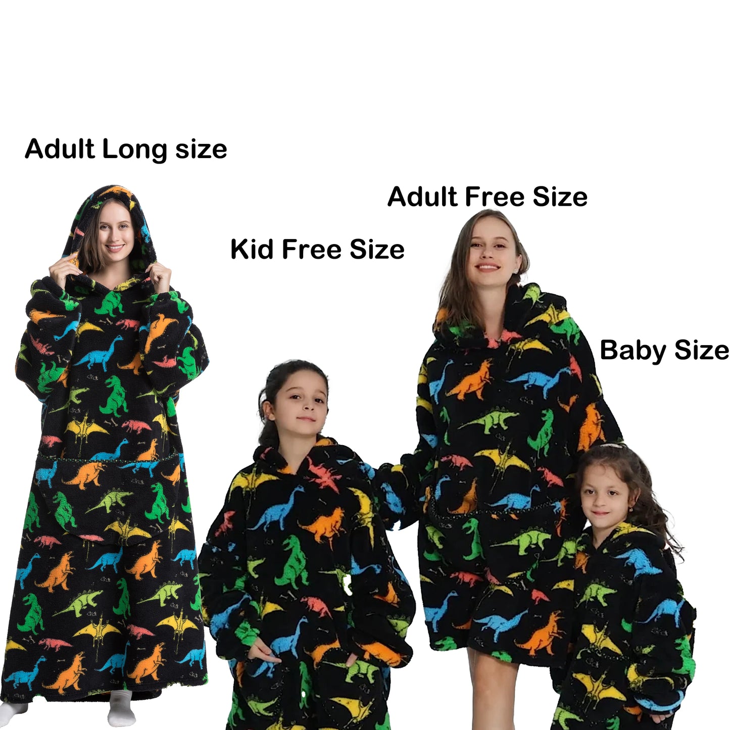 Flannel Blanket with Sleeves Winter Sweatshirt  Pullover Fleece Giant Shark Wearable Blanket Hoodie for adults kids babys