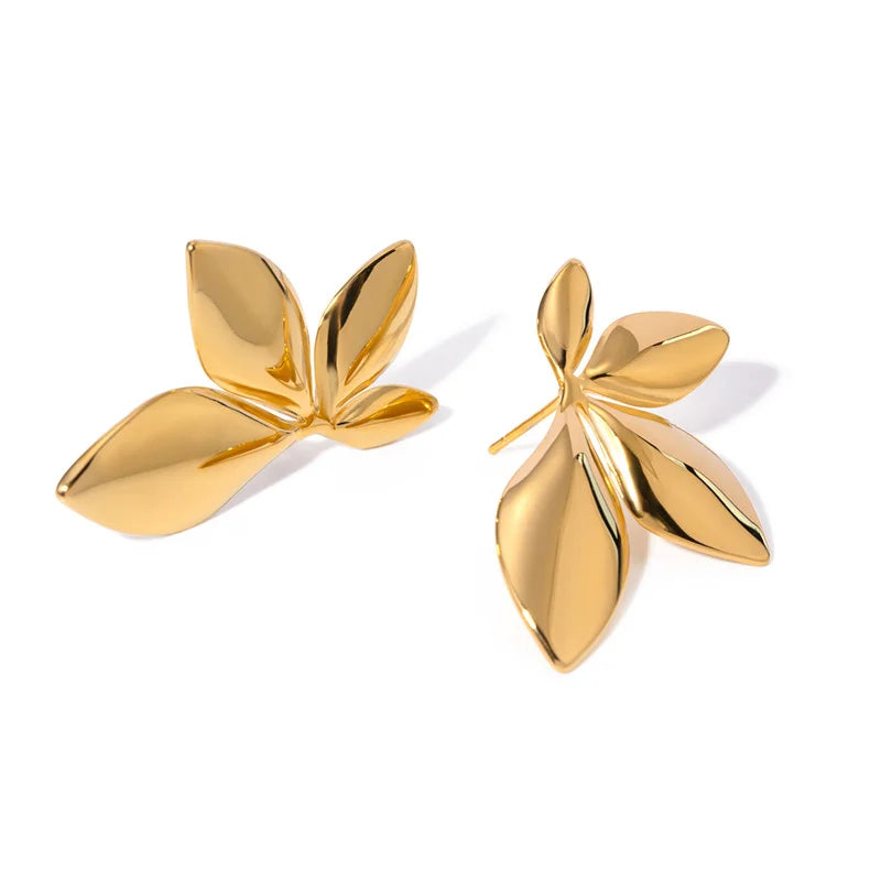 Golden Metal Leaves Post Earrings For Women Trendy New Styles Simple Fashion Jewelry Wholesale Accessories Drop shipping Gifts