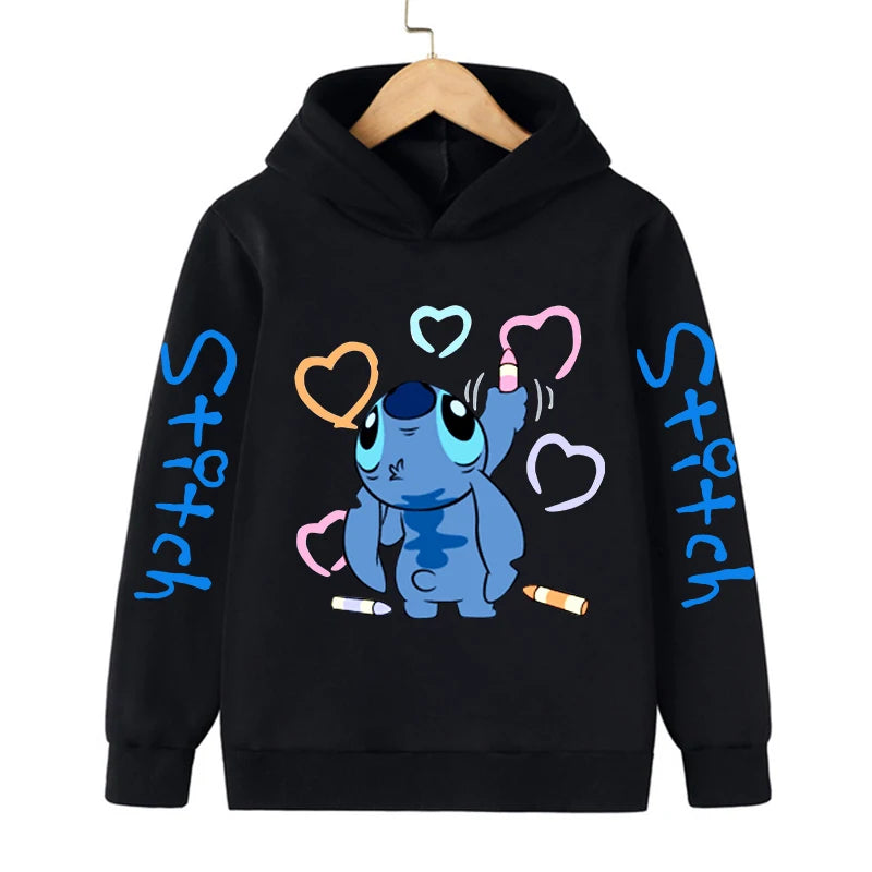 Funny Clothes Christmas Disney Stitch Hoodie Children Cartoon  Kid Girl Boy Lilo and Stitch Sweatshirt Hoody Baby Casual Top