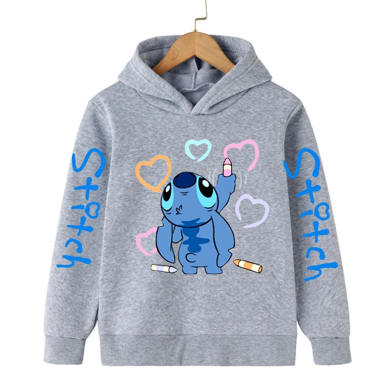 Funny Clothes Christmas Disney Stitch Hoodie Children Cartoon  Kid Girl Boy Lilo and Stitch Sweatshirt Hoody Baby Casual Top