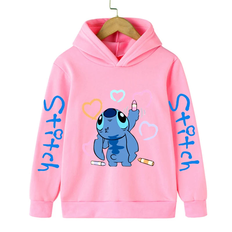 Funny Clothes Christmas Disney Stitch Hoodie Children Cartoon  Kid Girl Boy Lilo and Stitch Sweatshirt Hoody Baby Casual Top