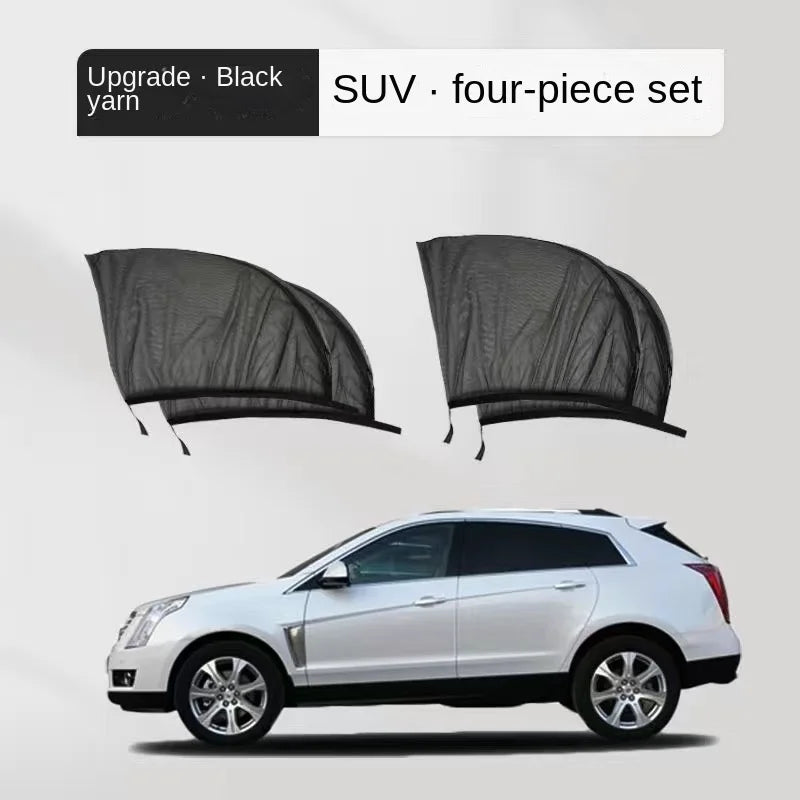 2pcs Car Rear Side Window Sunshade UV Protect Shield Mesh Prevent Mosquito Sunshine Privacy Protection Foldable Curtain