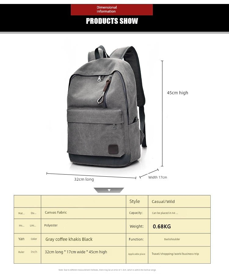 Travel Canvas Junior High School K-style Men Backpack